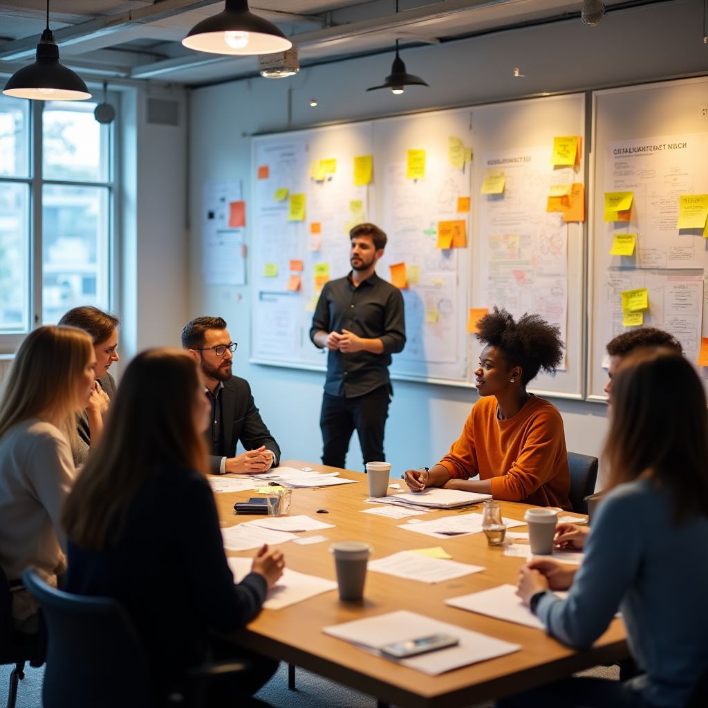 Team durante una sessione di brainstorming